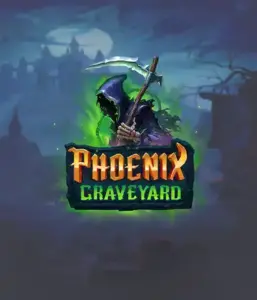 ELK Studios' Phoenix Graveyard game screen, showcasing the mystical graveyard and the legendary phoenix rising from the ashes. The visual highlights the slot's dynamic reel expansion mechanism, coupled with its stunning symbols and supernatural theme. The design reflects the game's theme of rebirth and immortality, appealing for those fascinated by mythology.