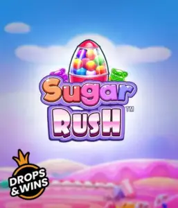 Experience the sweet world of Sugar Rush by Pragmatic Play, featuring a bright candy dispenser on a fantastic candy landscape. This graphic captures the joy and thrill of the slot, highlighted with multicolored candies and engaging typography. Ideal for players seeking a sweet adventure, delivering hours of fun. 